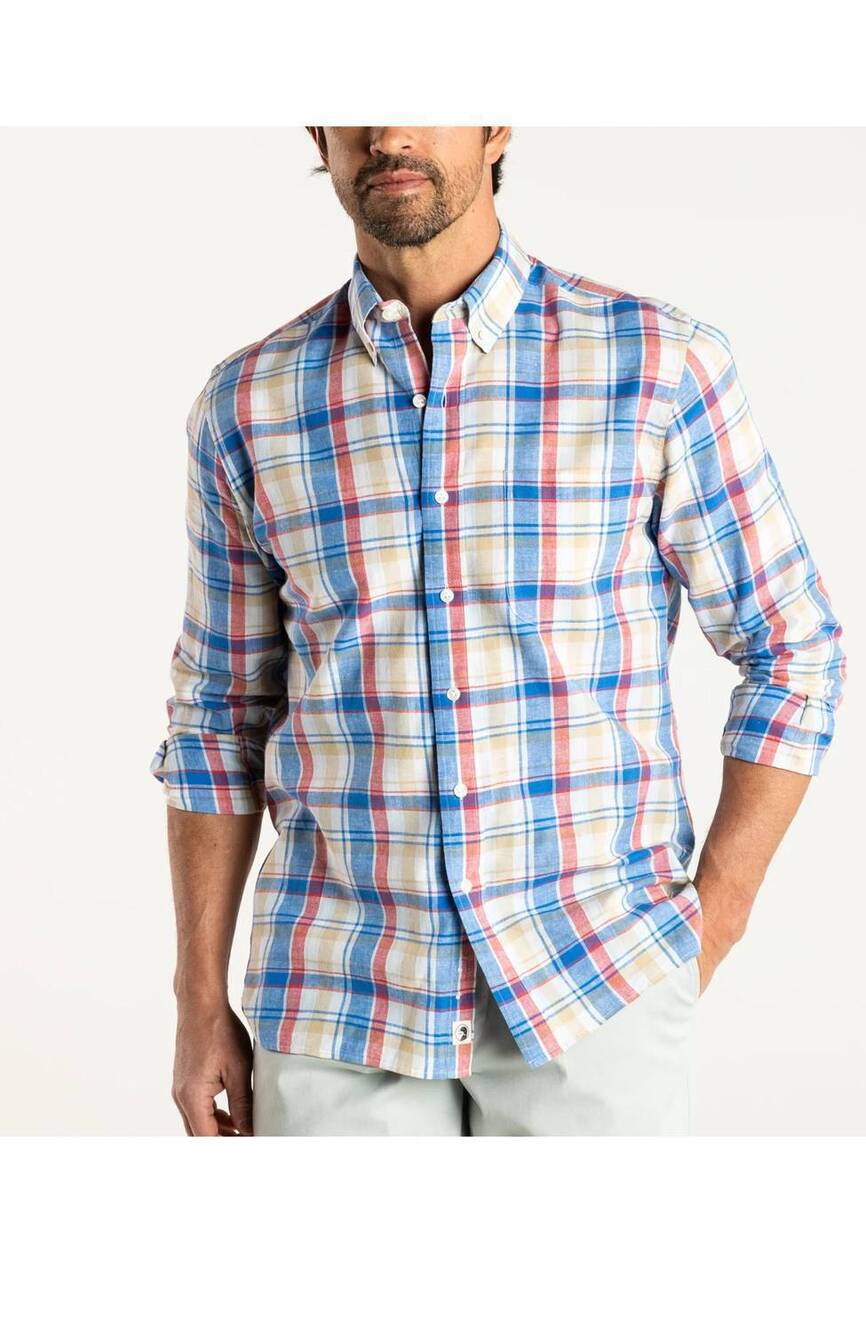 NEW DUCK HEAD conolly plaid oxford sport shirt in imperial blue